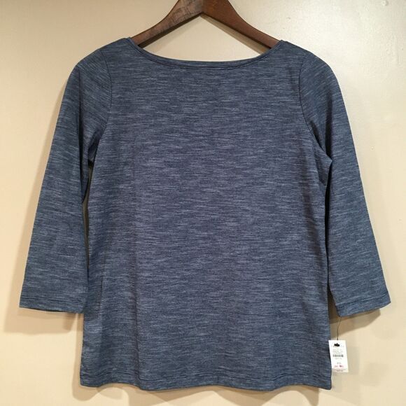 NWT Talbots Womens Petite S 3/4 Sleeve Blue Striped Boatneck Top Classic Casual - Picture 1 of 9